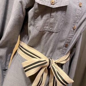 Size 10 denim dress with black & white belt